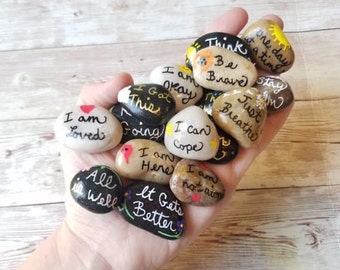 Inspirational Word Stones, Handpainted Rocks, Affirmation Stones, Coping Statement Rocks, Worry Stones, Kindness Rocks, Encouragement Rocks