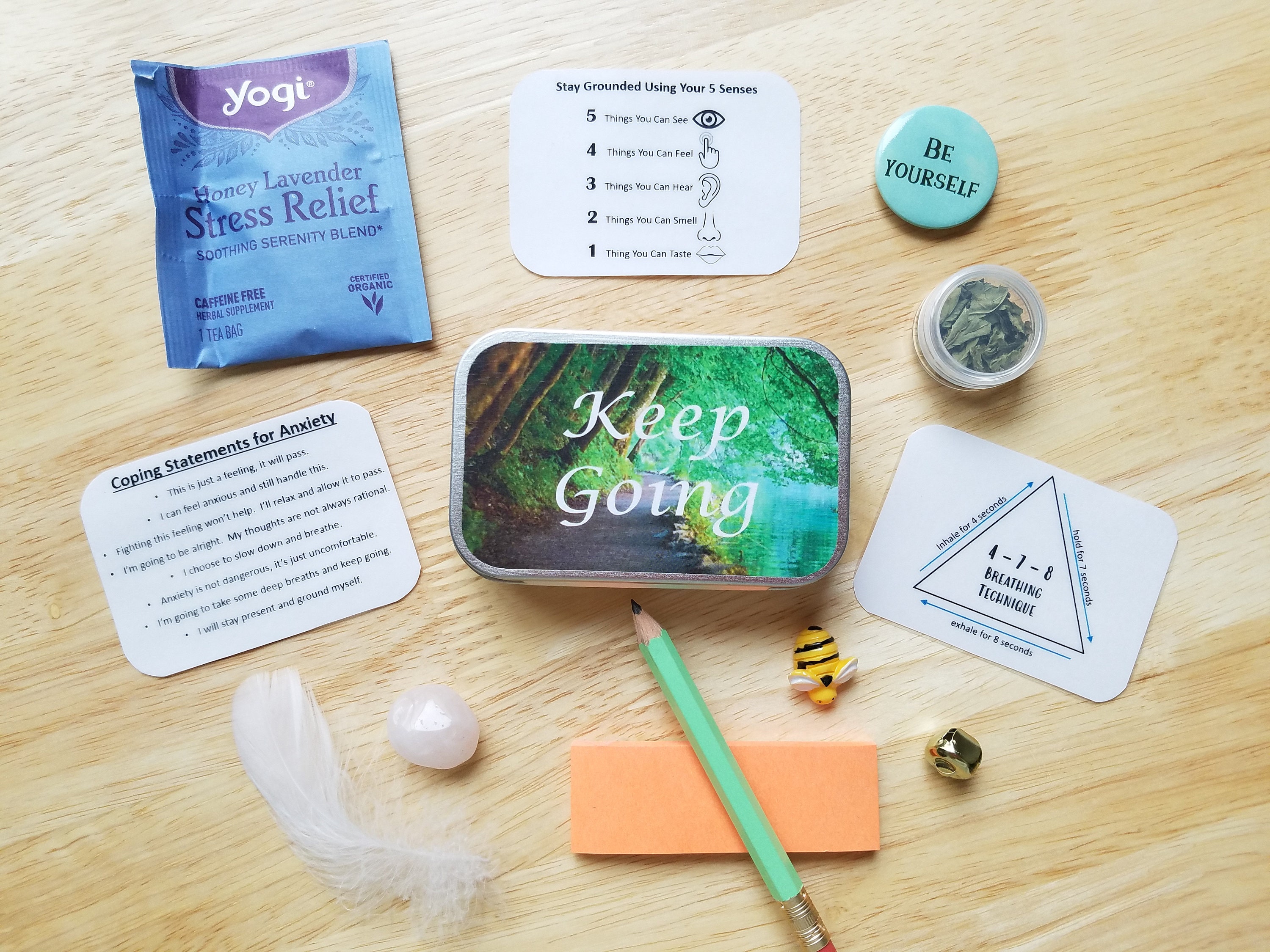 Mini Calm Down Kit, Coping Skills Toolbox, Mindful Grounding Technique,  Panic Anxiety Stress Relief Gift, Self-care Gift, Keep Going 
