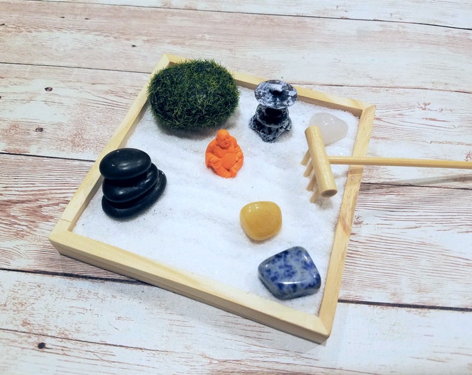 Zen Garden Kit, DIY Zen, Buddha Zen Garden, Anxiety Stress Relief Gift, Mindfulness Meditation, Desk Fidget Toy,Mini Zen Garden Gift