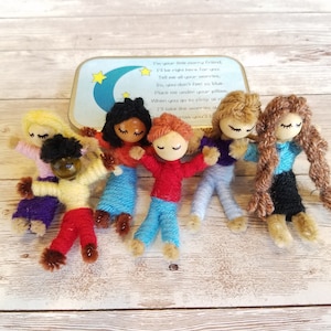 Worry Doll for Kids, Mini Handmade Girl Boy Worry Doll in Tin, Mindfulness for Kids, Relaxing Sleep For Kids, Personalized Handmade Doll