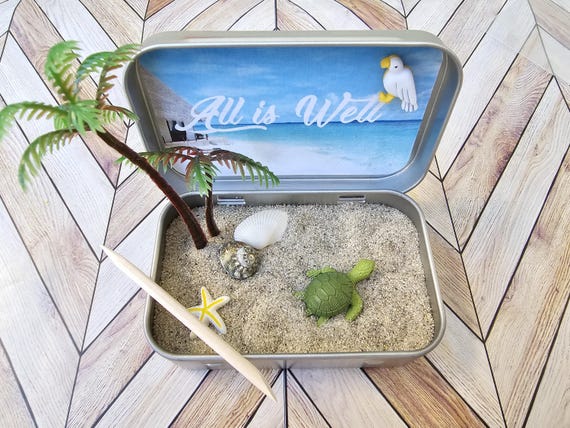 Mini Zen Garden in a Tin, Beach Zen Garden, Relaxing gift, Mindfulness Gift, Desk Fidget, Zen Garden Gift, Beach Gift