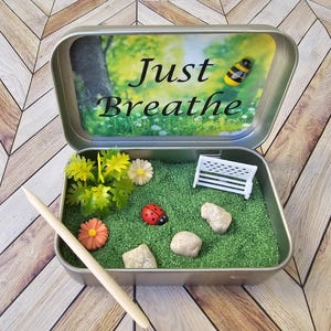 Mini Zen Garden in a Tin, Nature Park Zen Garden, Relaxing Gift, Mindfulness Gift, Desk Fidget, Zen Garden Gift