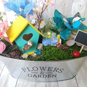 Kit de jardín de hadas, muñeca de hadas hecha a mano, casa de pájaros para jardín, decoración de primavera, kit de manualidades para niños, regalo del día de la madre, regalo relajante, regalo de hadas