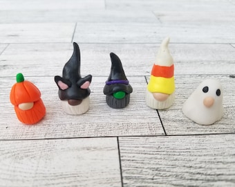 Miniature Halloween Gnome | Handmade Clay Figurine | Halloween Decor