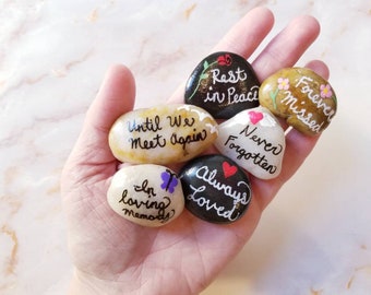 Bereavement Word Stones, Handpainted Grief & Loss Rocks, Memory Stones, Memorial Rocks, Worry Stones, Personalized Loss of Loved One Stones