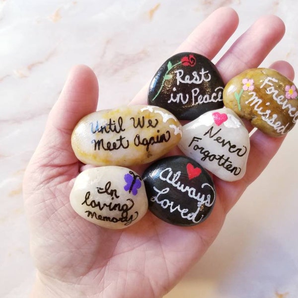 Bereavement Word Stones, Handpainted Grief & Loss Rocks, Memory Stones, Memorial Rocks, Worry Stones, Personalized Loss of Loved One Stones