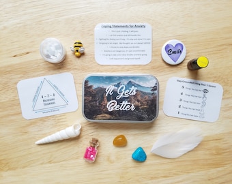 Mini Calm Down Kit, Coping Skills Toolbox, Mindful Grounding Technique, Relaxing Gift, Positive Coping Kit, Self-Care Gift, It Gets Better