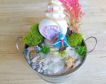 Mermaid Garden Kit | Handmade Posable Mermaid | DIY Miniature Mermaid Garden | Ocean Decor