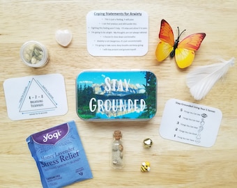 Mini-kalmteset, toolbox copingvaardigheden, mindful aardingstechniek, ontspannend cadeau, zelfzorgcadeau, geaard blijven