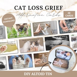 Grief Affirmation Cards for Cat Loss, Cat Remembrance Gift, Loss of Cat Affirmations, Cat Loss Gift, DIY Altoid Tin, Printable Affirmations