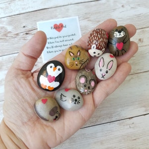 Pebble Pals, Painted Animal Rocks, Pocket Worry Pets, Worry Stones, Kindness Rocks, Relaxing Stones, Calming Stone for Kids