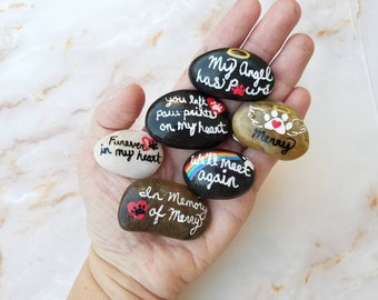 Pet Grief Word Stones, Handpainted Pet Grief & Loss Rocks, Memory Stones, Pet Memorial Rocks, Worry Stones, Personalized Loss of Pet Stones