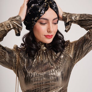 Sequin Fashion turban, vintage turban, Stripped turban hat, beaded turban,embellished turban,fancy turban, knot turban, wedding turban