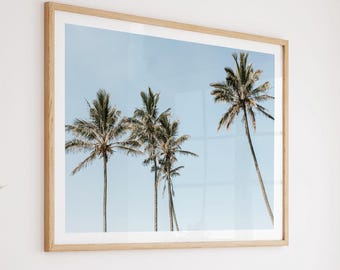 Palm Tree Wall Art Print Blue Coastal Beach Poster Print For Living Room Beach Prints For Beach House Wall Art Decor For Housewarming Gift