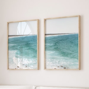 Beach Print Set of 2 Boho Prints Neutral Wall Art Surfboard Wall Prints Ocean Waves Poster Surfing Print Large Surf Print Set