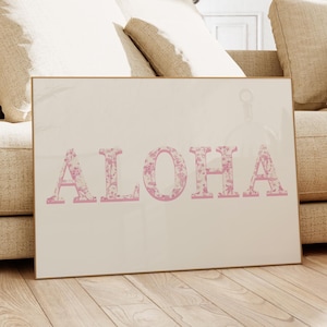 Pink Aloha Print Beachy Wall Art Coastal Cowgirl Room Decor Trendy Coastal Granddaughter Poster For Beach House Preppy Seaside Dorm Prints