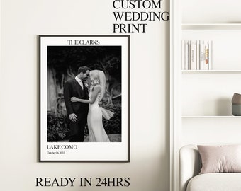 Custom Wedding Photo Personalised First Anniversary Gift For Wife Customised Poster Customized Engagement Decor Personalized Keepsake Art