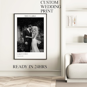 Custom Wedding Photo Personalised First Anniversary Gift For Wife Customised Poster Customized Engagement Decor Personalized Keepsake Art