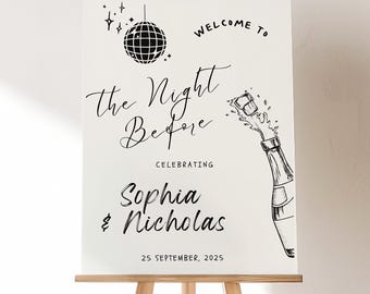 The Night Before Rehearsal Dinner Welcome Sign Template DIY Engagement Party Sign Editable Engagement Party Template Rehearsal Dinner Decor