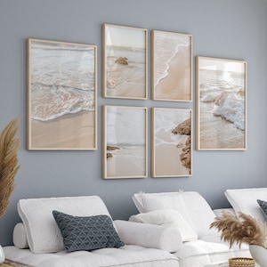 Küsten Wand Kunst 6er Set Drucke Pastell Strand Poster Boho Strand Haus Dekor Ozean Druck Wohnzimmer Einweihungsparty Geschenk Digital Download