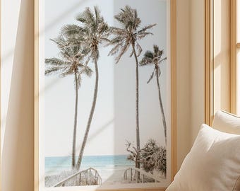 Palm Tree Wall Art Print Blue Coastal Beach Poster Print For Living Room Beach Prints For Beach House Wall Art Decor For Housewarming Gift