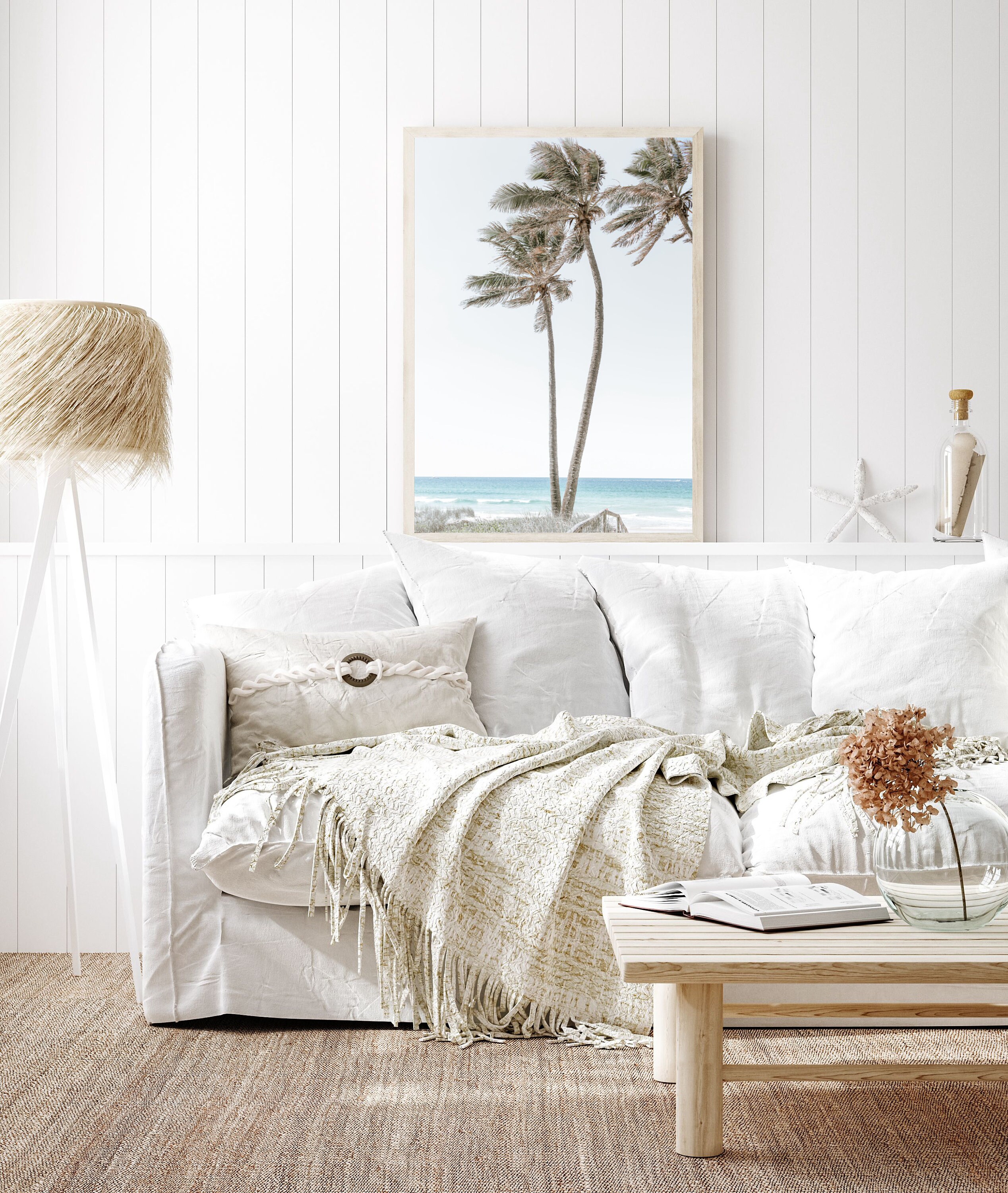 Coastal Wall Art Set of 2 Prints Tropical Palm Tree Poster Boho Beach ...