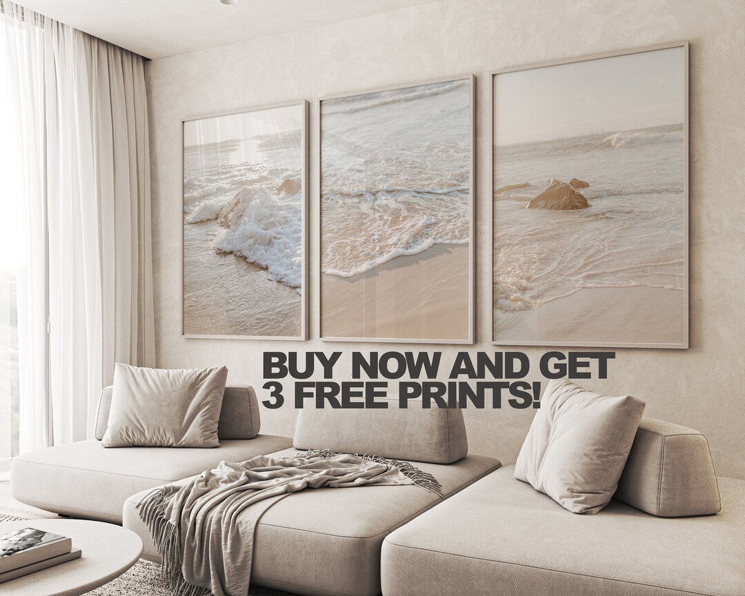Coastal Wall Prints Set of 3 Beach Prints Boho Beach Wall Art Modern ...