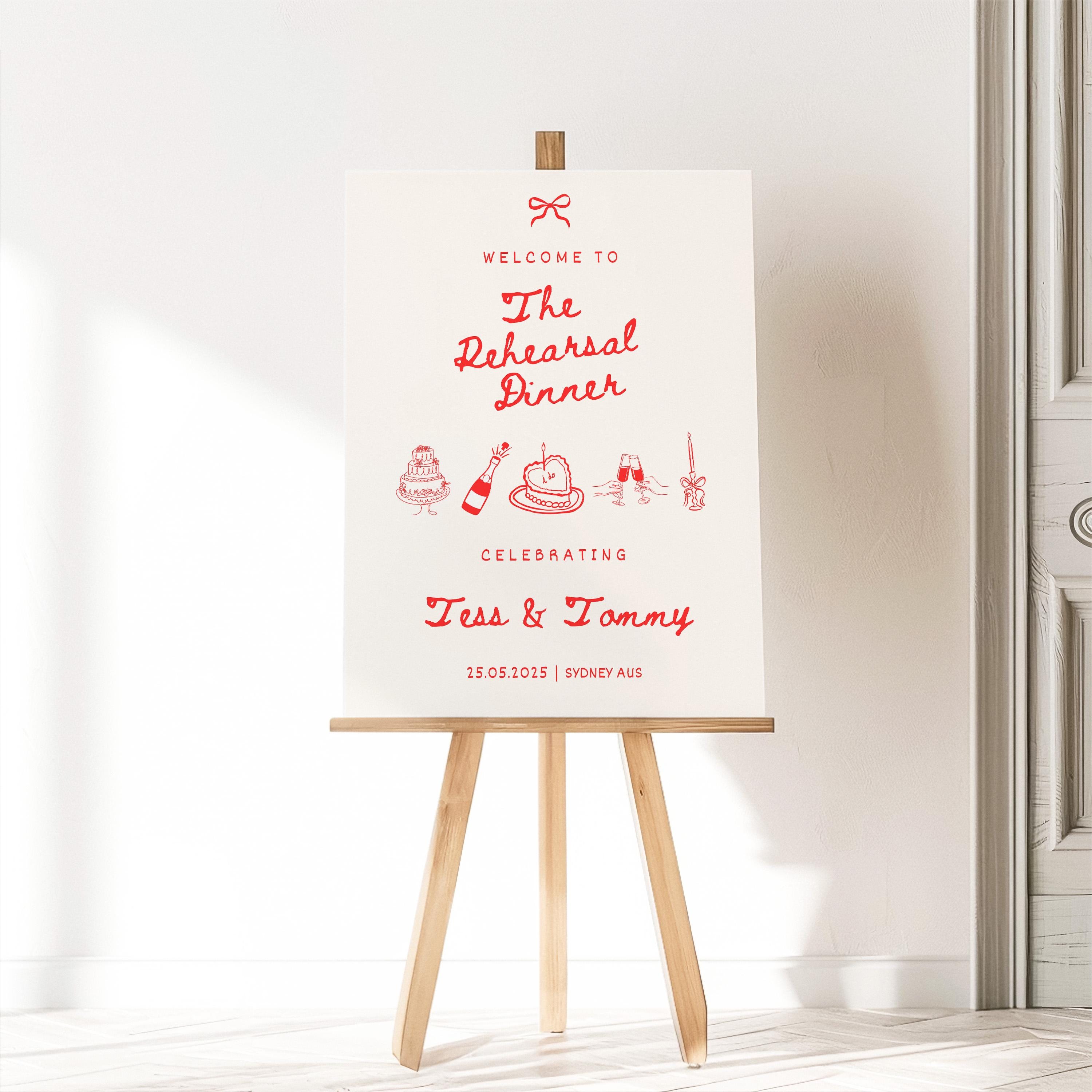 Rehearsal Dinner Welcome Sign Template Engagement Party Sign DIY Editable Rehearsal Dinner Welcome Sign Hand Drawn Rehearsal Dinner Decor