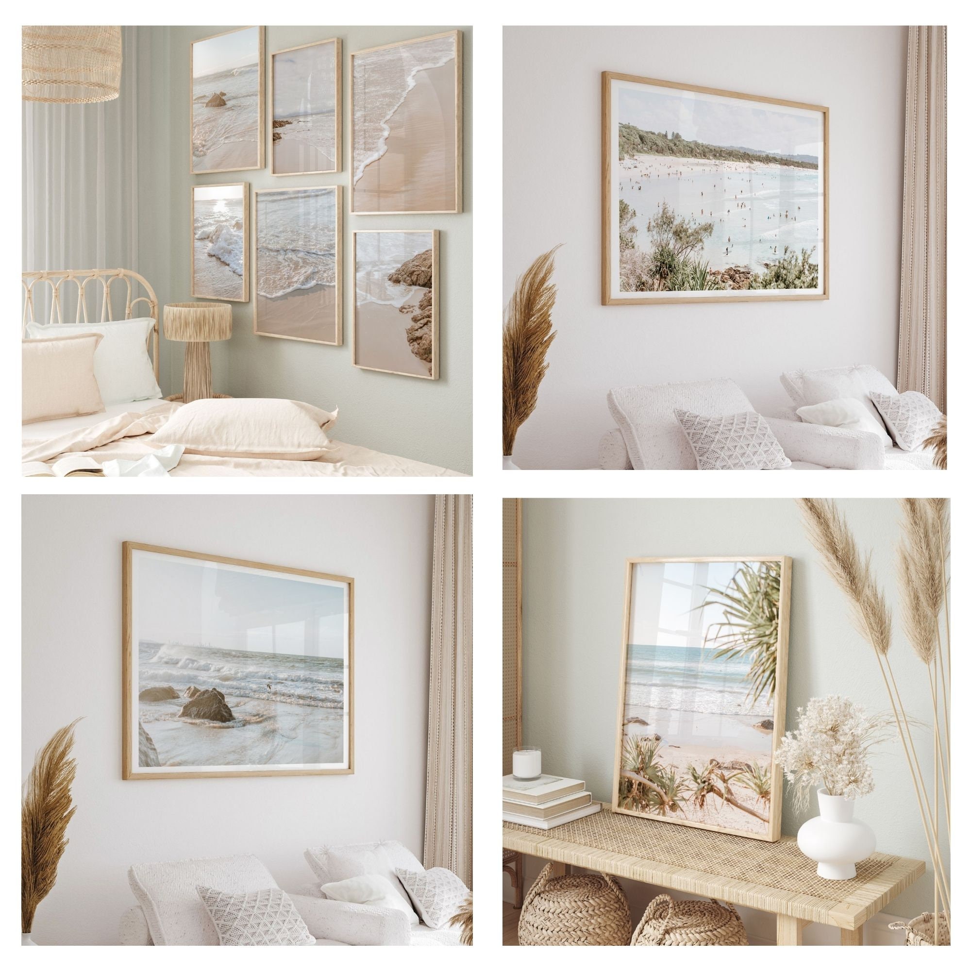 Coastal Wall Art Blue Beach House Prints Tropical Palm Tree Poster ...