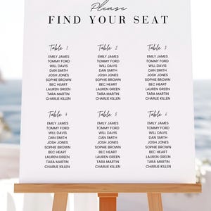 Custom Wedding Seating Sign Minimalist Wedding Seating Chart Template ...