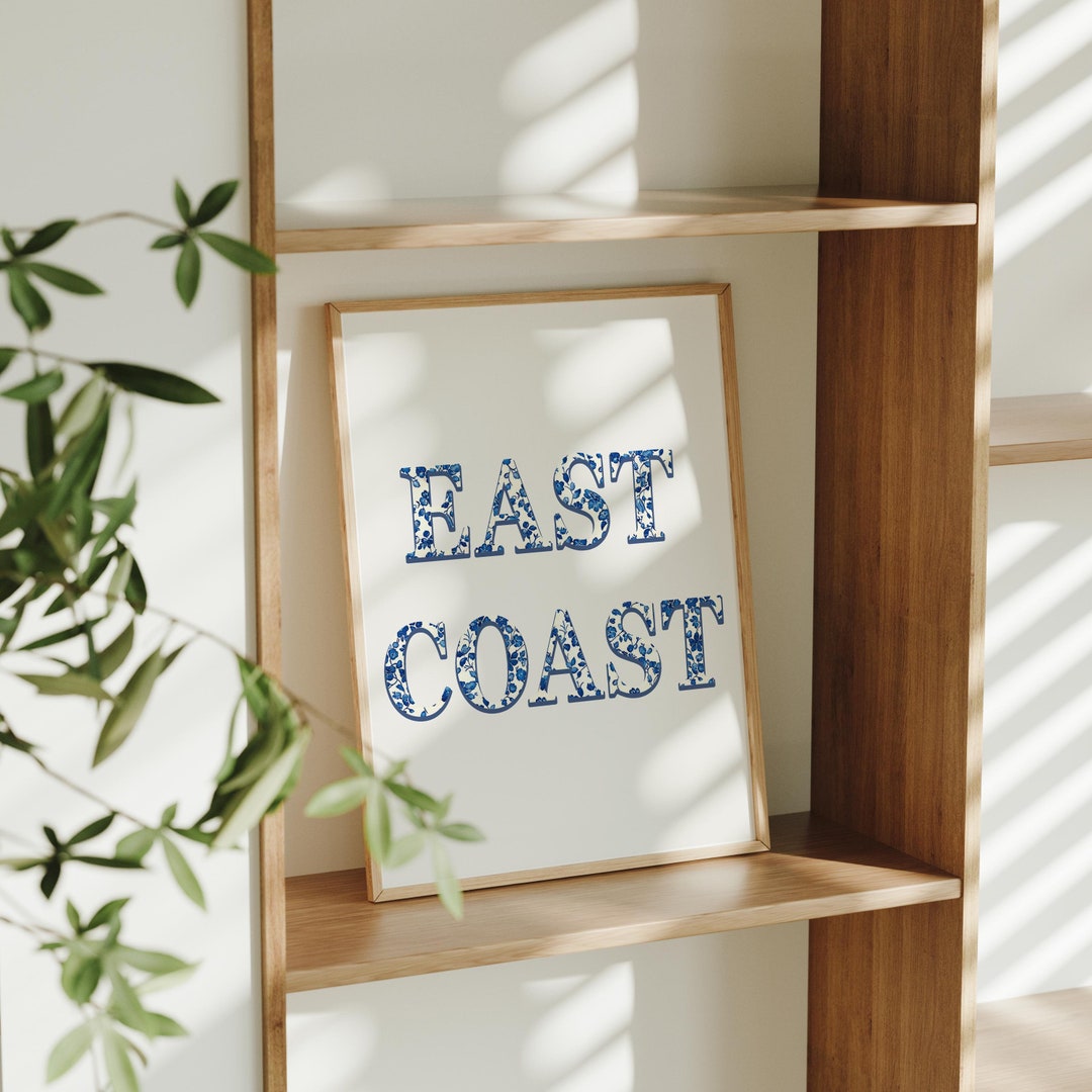 East Coast Print Coastal Cowgirl Room Decor Blue Coastal Wall Art ...