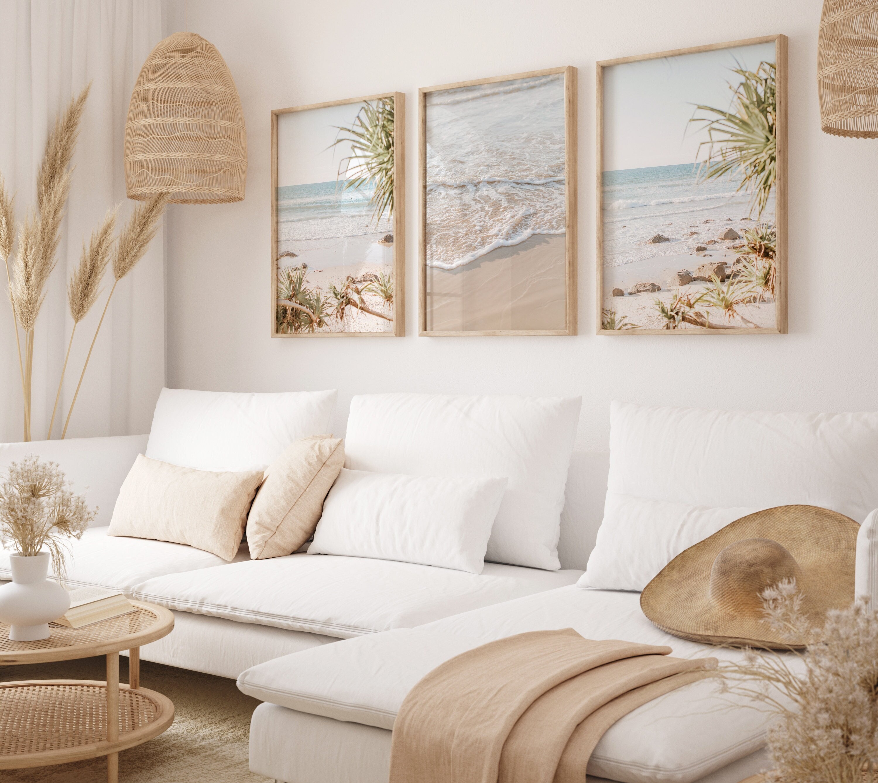 Coastal Wall Art Coastal Beach Wall Prints Pastel Beach Print Set for ...