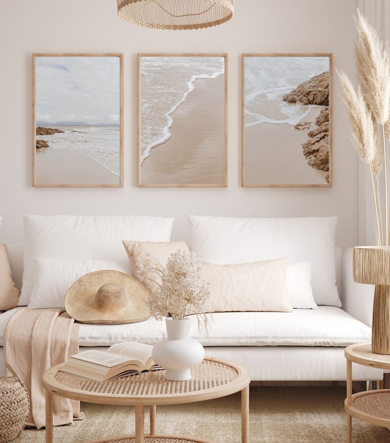 Coastal Wall Art Set of 3 Coastal Prints for Living Room Coastal ...