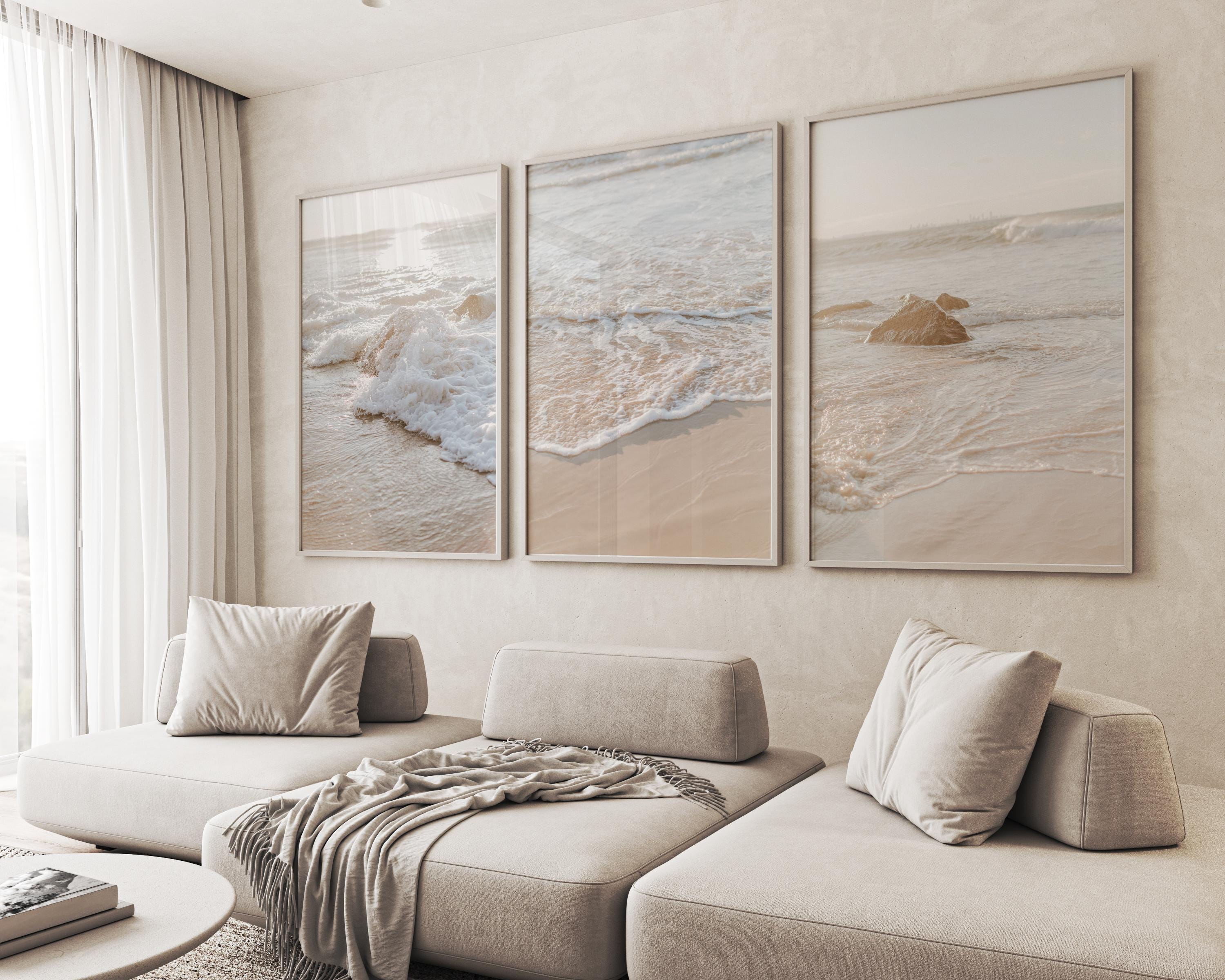 Coastal Wall Art Set of 3 Coastal Prints for Living Room Beach Beige ...