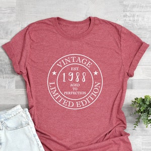 Vintage 1988 Shirt, 35th Birthday Shirt, 35th Birthday Gift For Women, 35th Birthday Gift for men, Birthday Party ,Happy Birthday