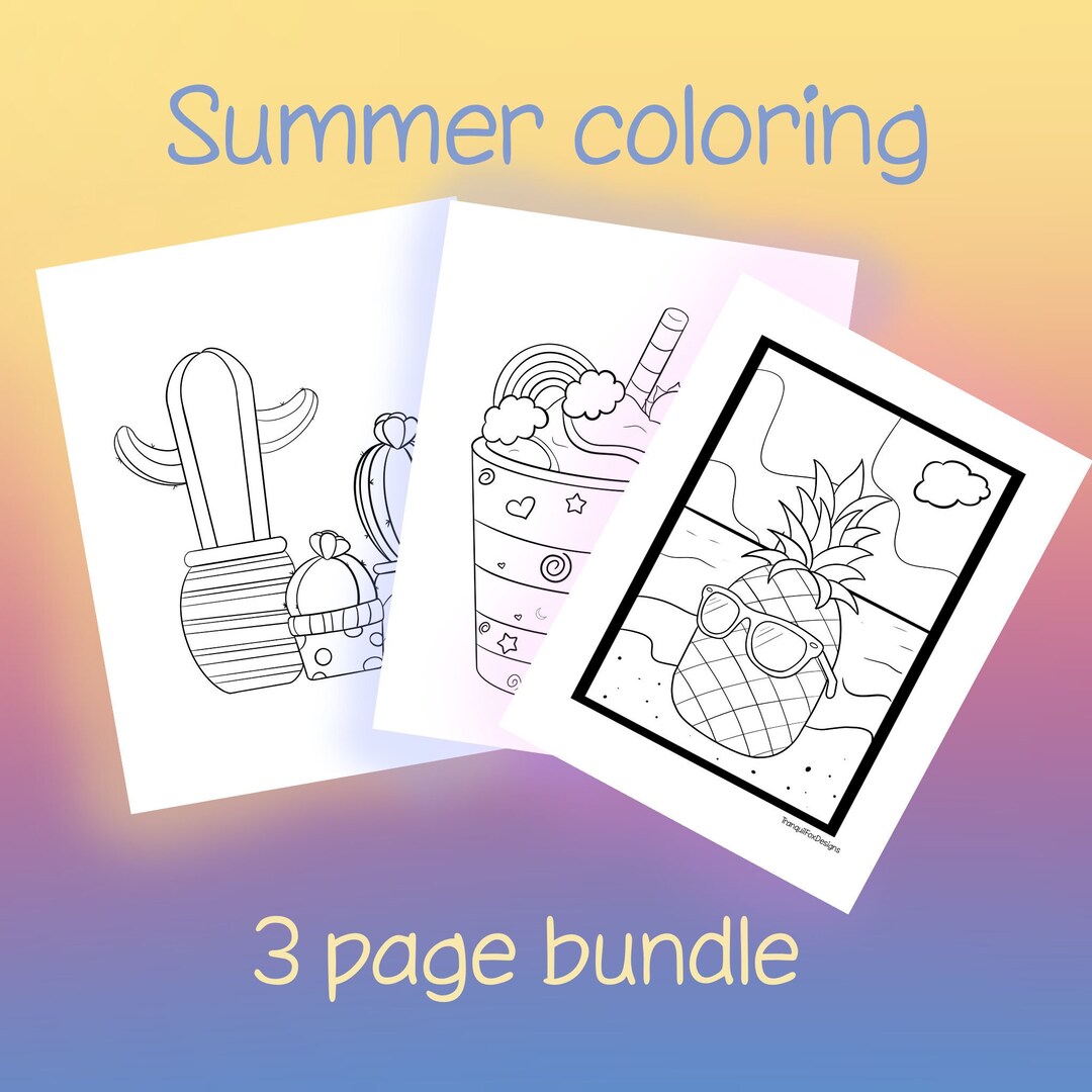 Printable Summer Coloring Pages - Etsy
