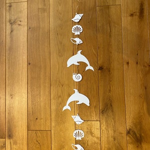 Ghirlanda di carta - Marittimo - Delfino - Conchiglie - Decorazione per finestre