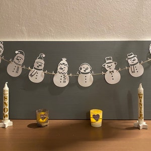 Pendant Garland of Paper Snowmen Winter