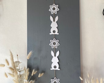 Decoration garland for hanging made of paper Spring Easter Flowers Bunnies