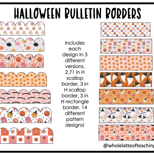 Boho Halloween Bulletin Board Borders Etsy