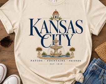 Kansas City Plaza Fountain T-Shirt | KC Tee Patios Fountains Friends  |  KCMO Style