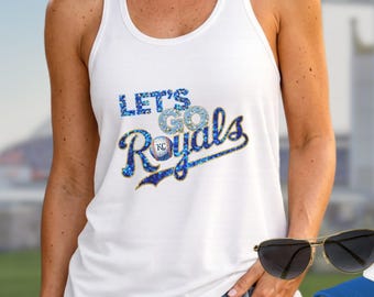 Kansas City Baseball Fan Tank Top, Let's Go Royals Glitter Effect Game Day Shirt, KC Baseball Stadium Apparel, Girls Night Out at the K
