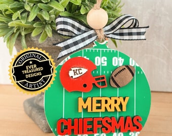Kansas City Chiefs Ornament Merry Chiefsmas KC Football Fan Christmas Decor Car Ladder Bag Charm Mahomes Kelce Pacheco Jones Gift Idea