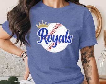 Kansas City Baseball Fan Apparel, KC Game Day Tee, Royal Blue Crown Baseball Shirt