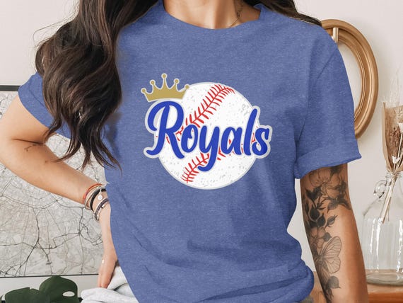 Kansas City Baseball Fan Apparel, KC Game Day Tee, Royal Blue Crown Baseball Shirt