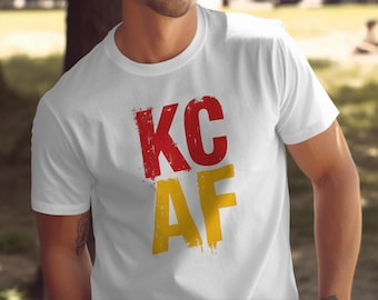 KC AF Distressed T-Shirt, Kansas City Football Fan Gear, Game Day Tee Apparel Gift