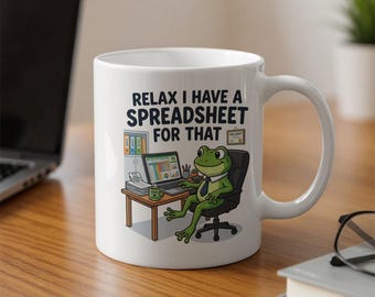 Funny Frog kantoormok, ontspannen, ik heb een spreadsheet voor die mok, Excel Expert koffiekopje, cadeau data-analist, grappige collega werkleven aanwezig