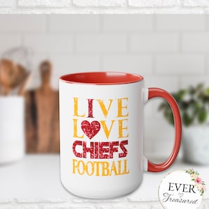 Live Love KC Chiefs Football Coffee Mug Kansas City Football Fan Gift Idea