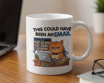 Dit had een e-mail kunnen zijn grappige knorrige kantoorkatmok, koffiekop thuiswerken, sarcastisch cadeau collega, kantoorknevel, kattenliefhebber