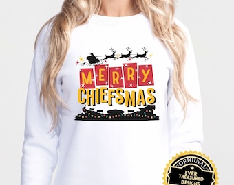 Kansas City Chiefs Merry Chiefsmas Unisex Crewneck-tröja | Arrowhead KC Christmas Eve Santa-tröja
